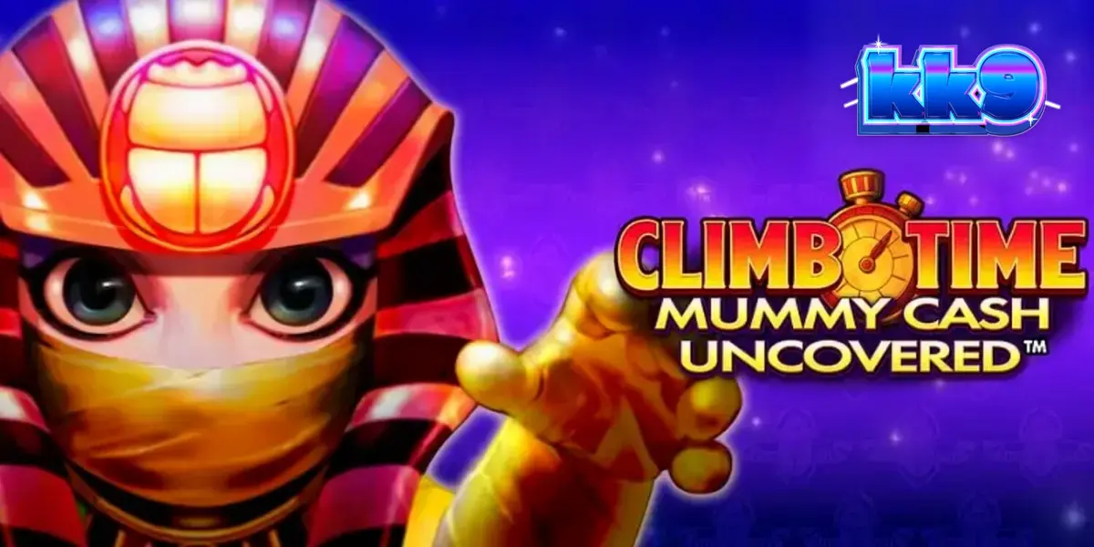 Interface do slot Climb Time Mummy Cash Uncovered com tema egípcio noturno